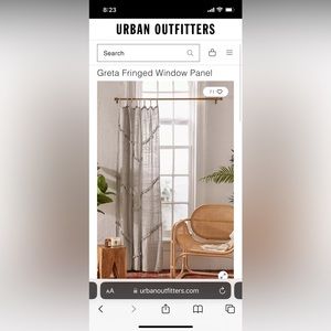 Urban Outfitters Greta Fringe Window Panel Grey - 52x84